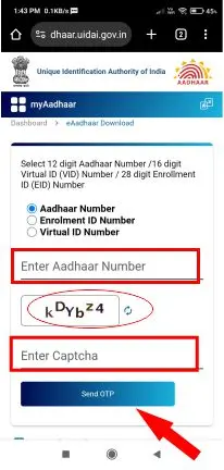 Download Aadhaar by otp