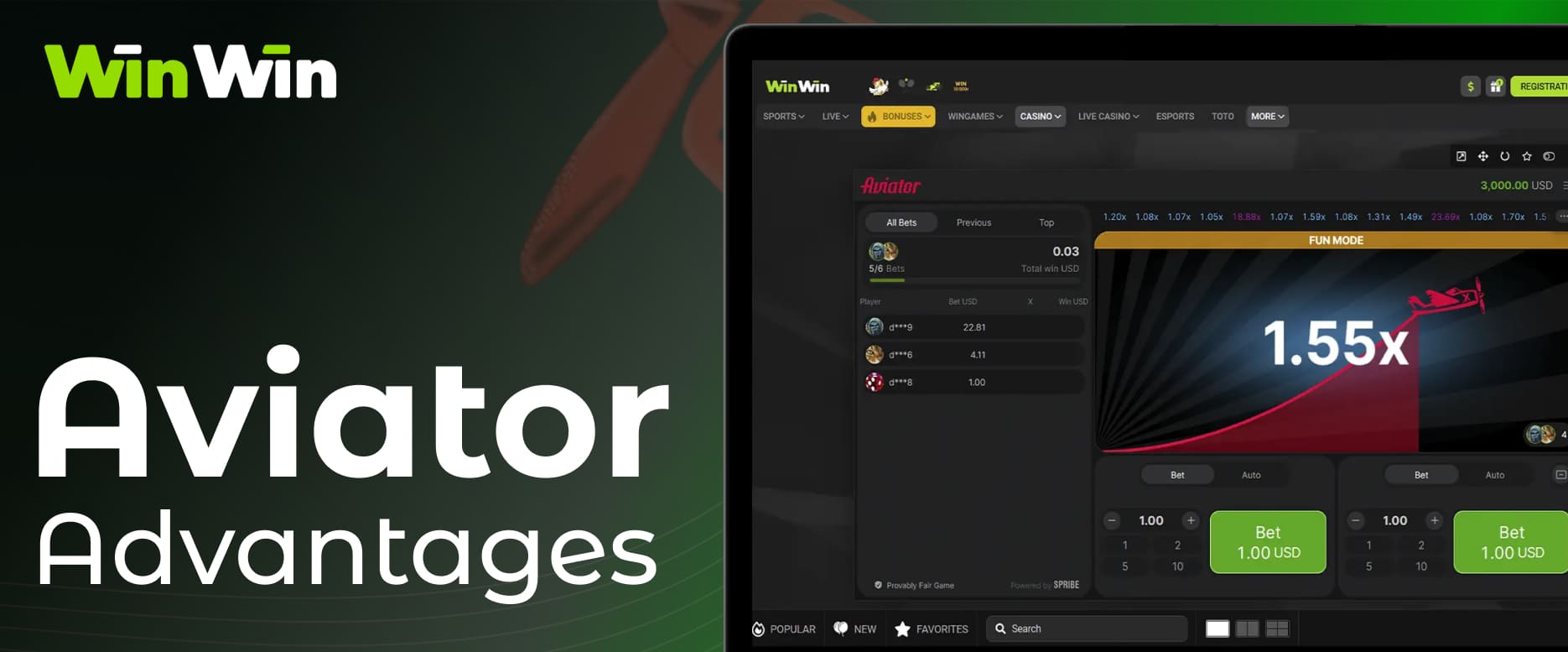 Winwin India Aviator: The game's main advantages over other games and platforms; the advantages; and why people choose this particular game and platform.